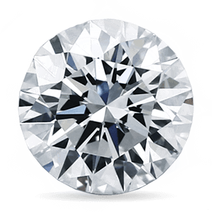 A round brilliant-cut diamond with multiple facets reflecting light, creating a sparkling and shiny appearance against a white background.