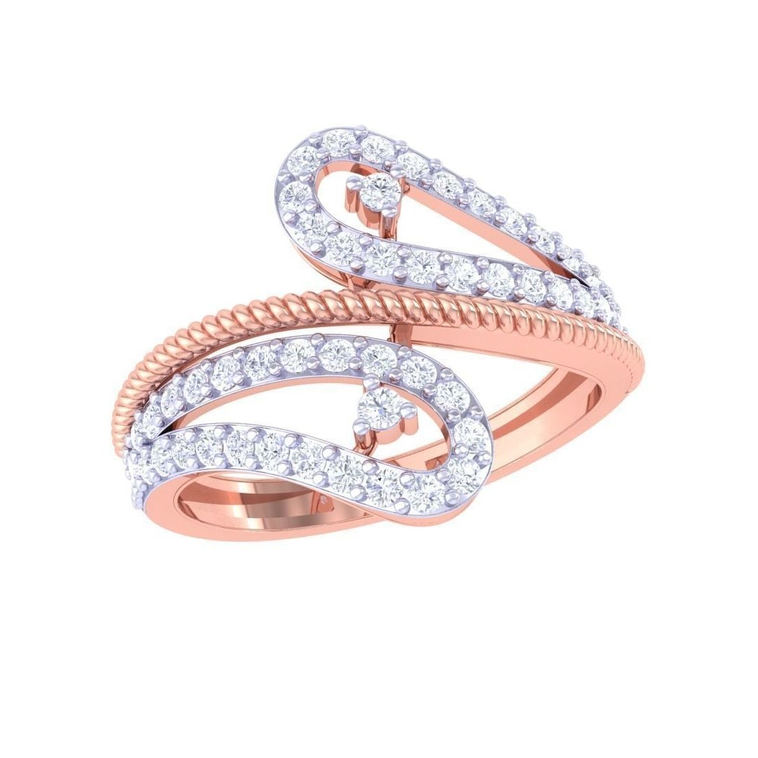 Experience the allure of luxury with the Anais Diamond Ladies Ring by Niraa, showcasing an open, swirling design in gold adorned with sparkling diamonds for an elegant and intricate look.