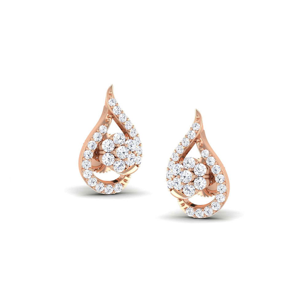 The Emmeline Diamond Earrings by Niraa feature an elegant teardrop design in gold and silver tones, with sparkling diamonds forming a stunning floral pattern at the center. They are perfect for adding elegance and making a statement at any event.