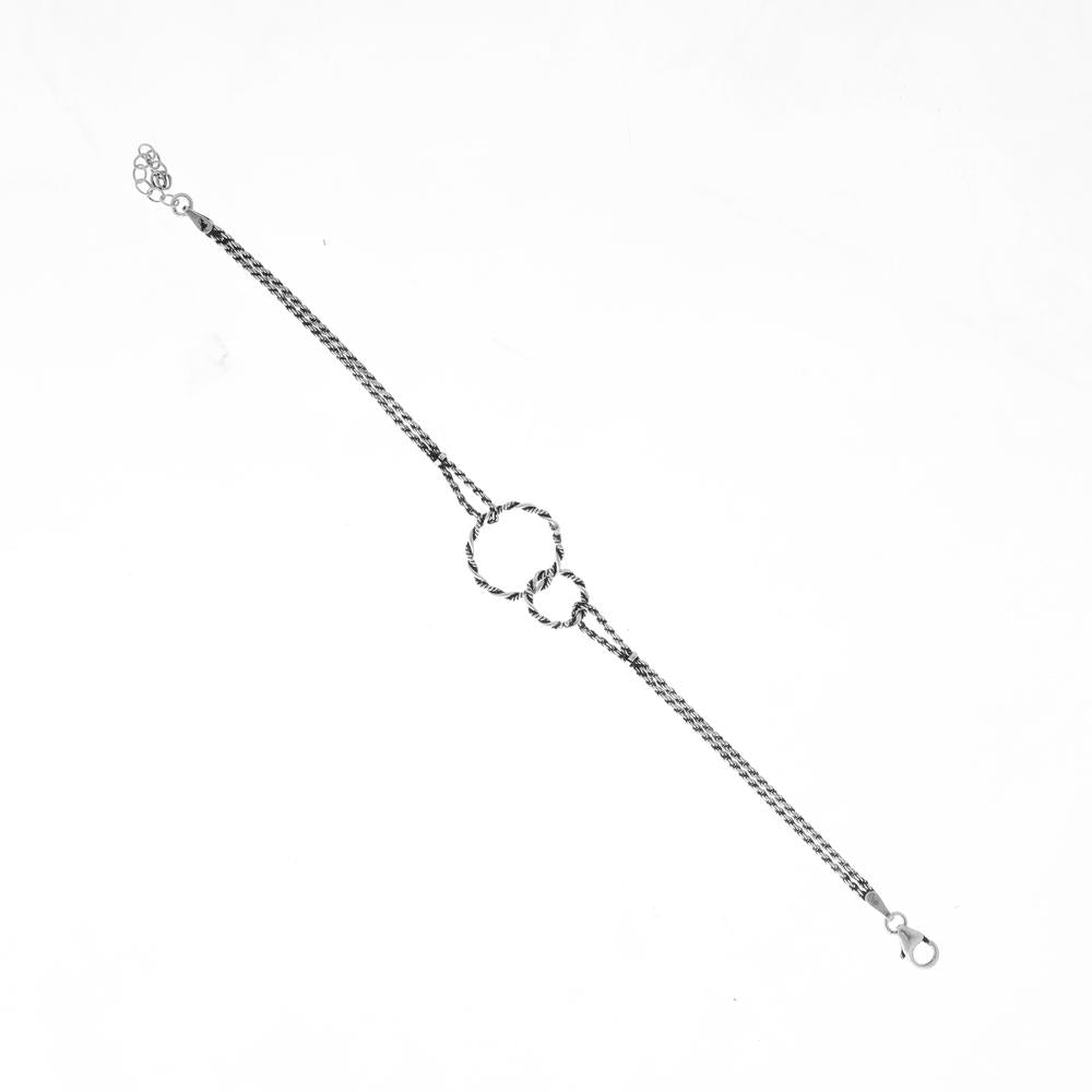 Knotted Circles of Life- dual tone Bracelet in 925 silver