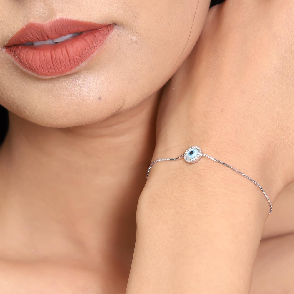 Delicate Nazar Battu Bracelet in 925 silver