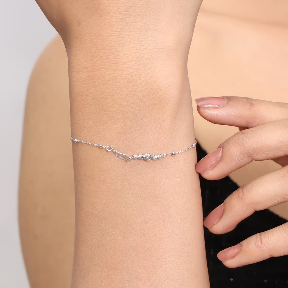 Beaded Angel Wing Bracelet in 925 silver