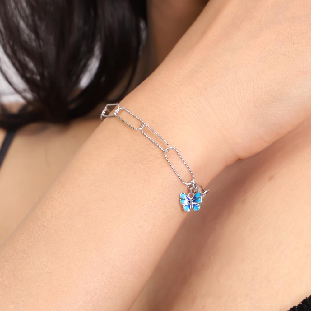 Beautiful like a Butterfly enamel link bracelet in 925 silver