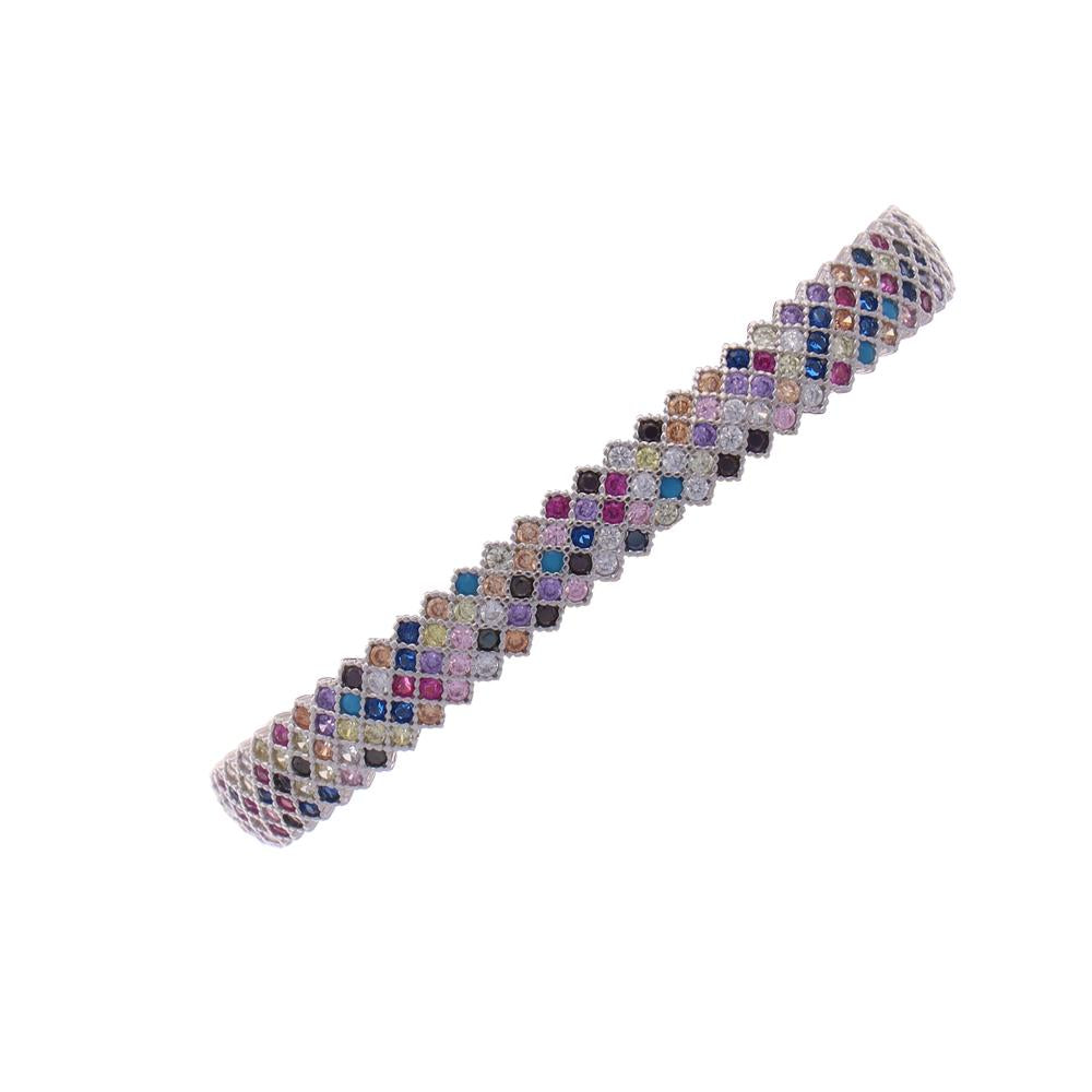 Nayab Navratan Square Bracelet in 925 silver