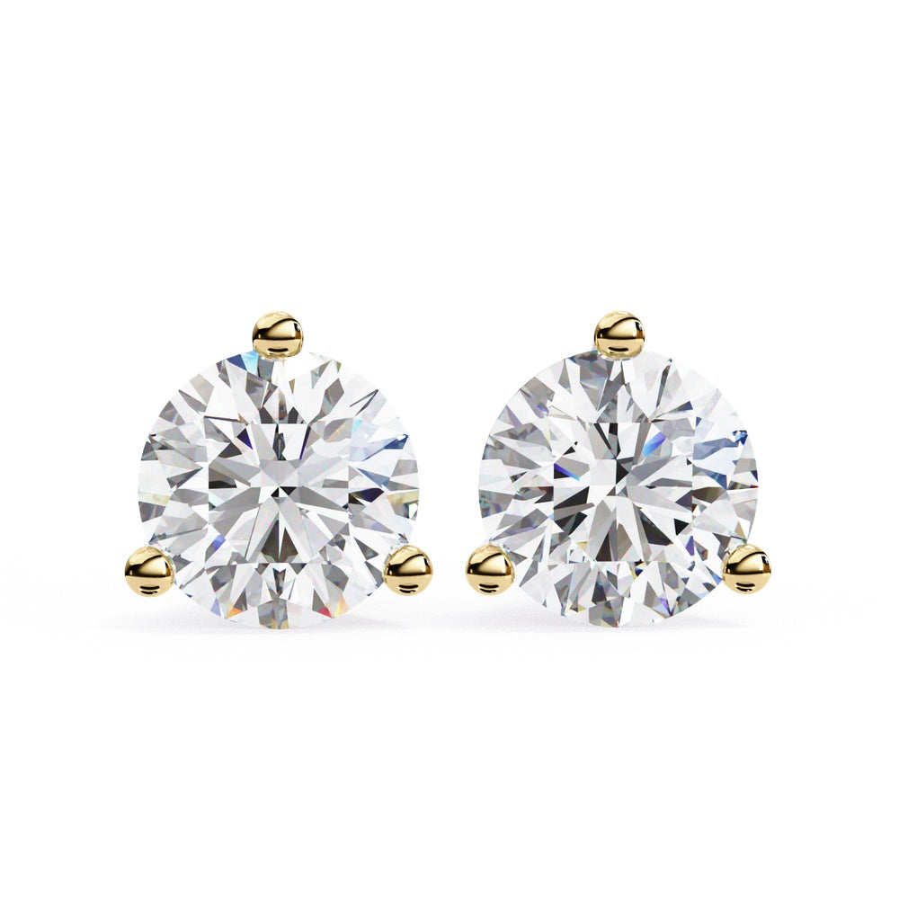 Solitaire Stud Earrings in 3 Prong Setting