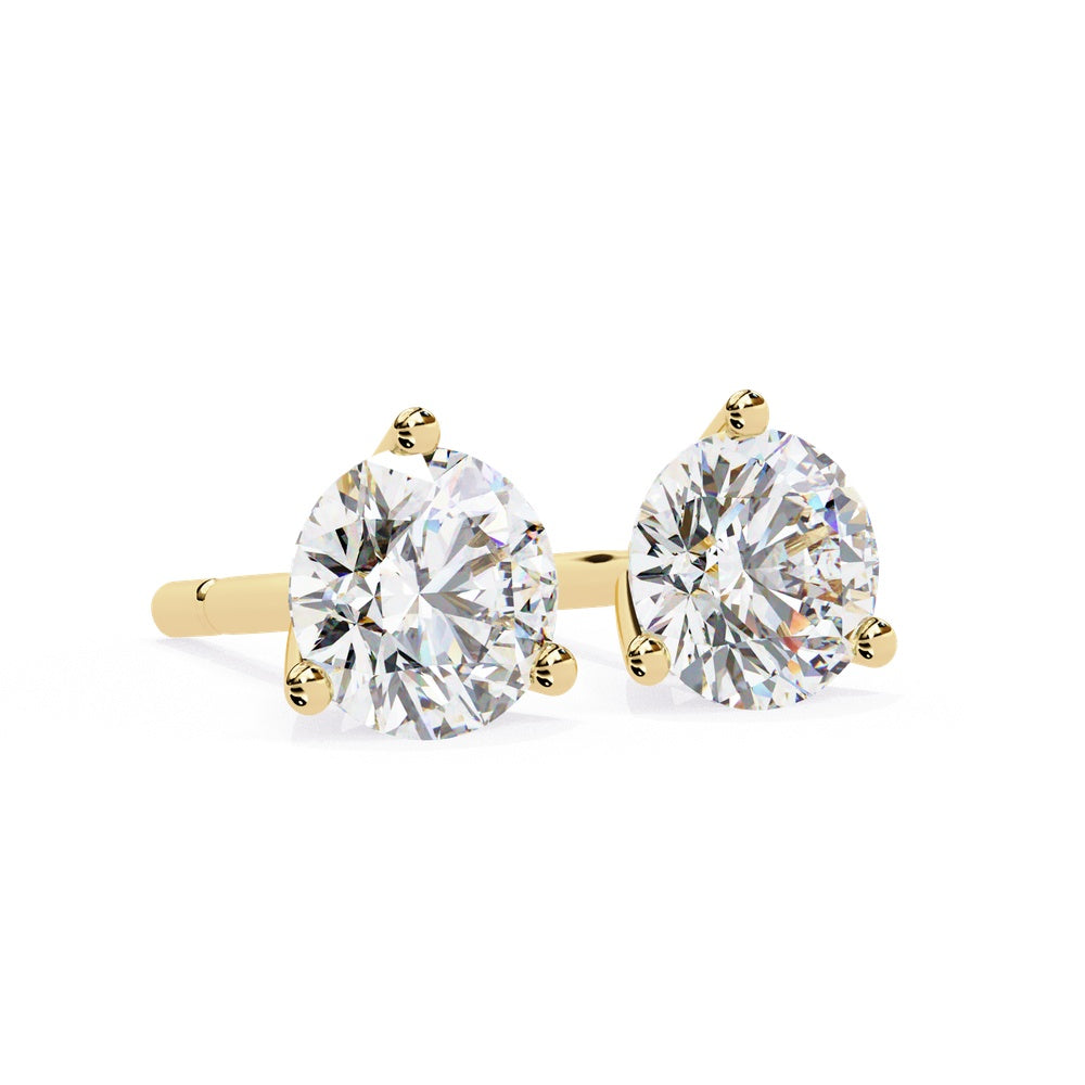 Solitaire Stud Earrings in 3 Prong Setting