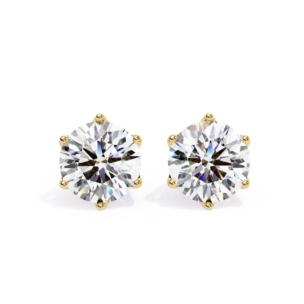 Decorated Crown Basket Solitaire Stud Earrings