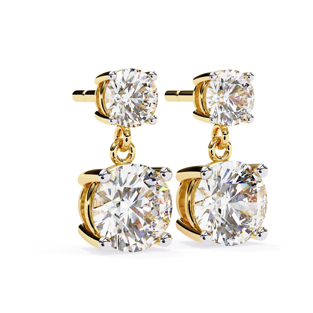 Classic-Duo Drop Solitaire Earrings
