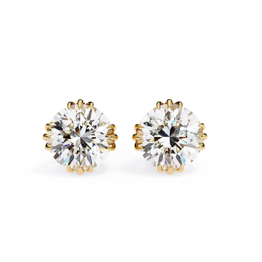 Claw Basket Solitaire Stud Earrings