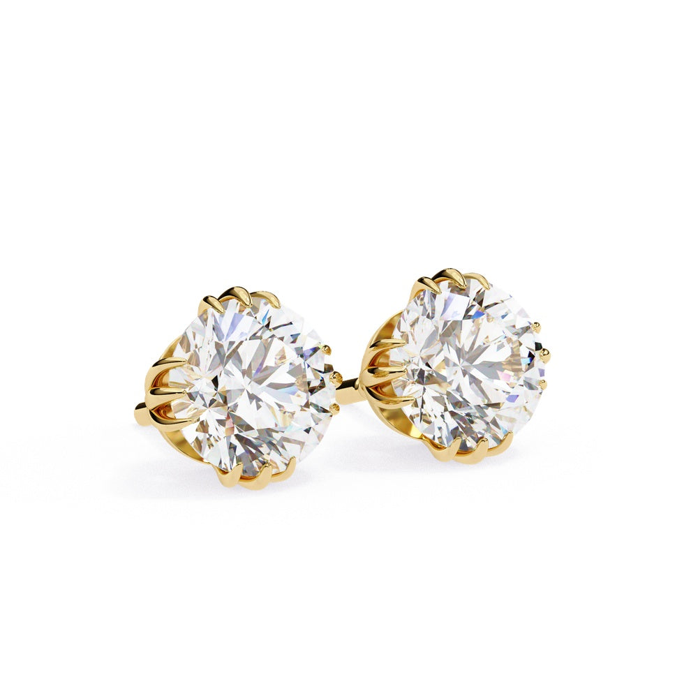 Claw Basket Solitaire Stud Earrings