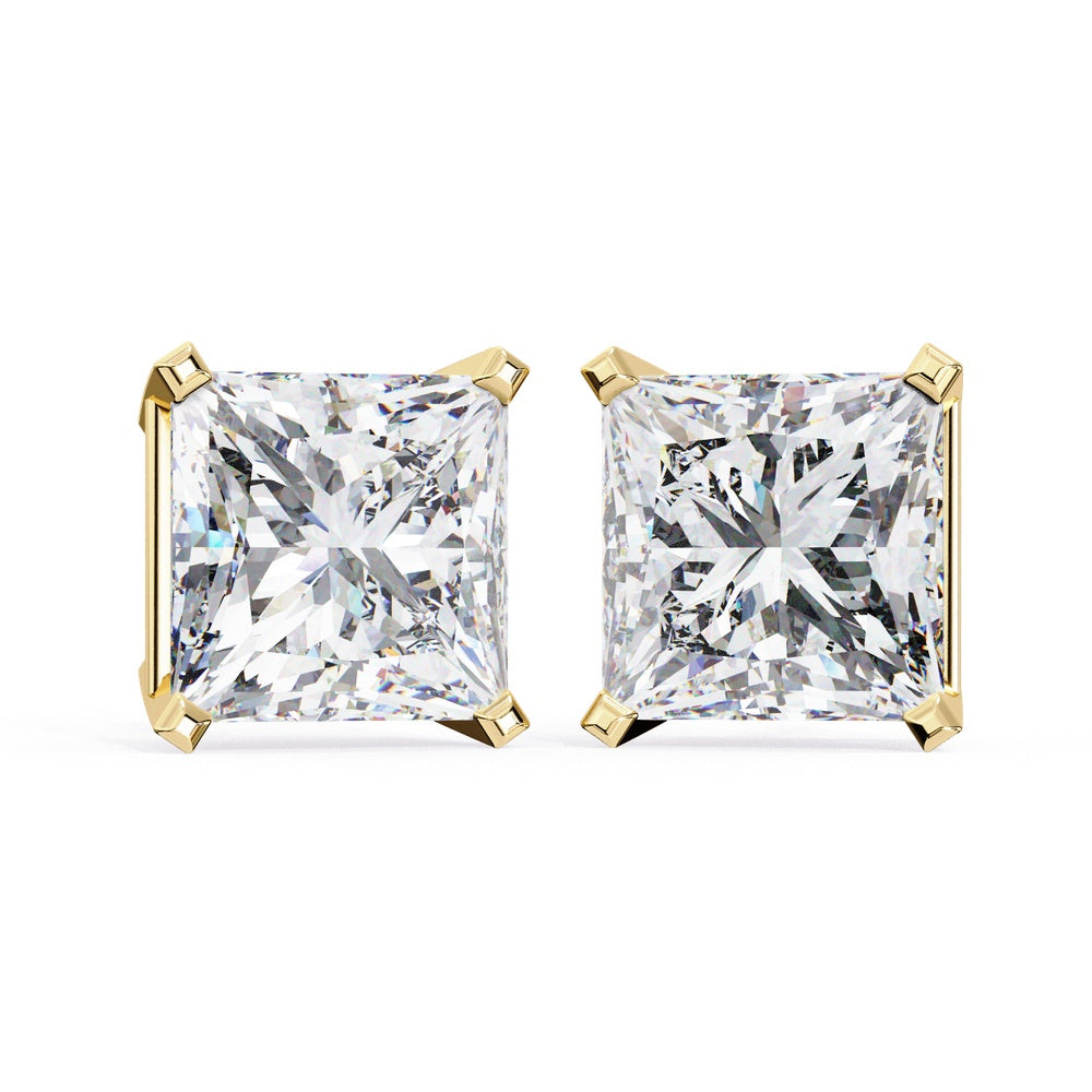 Princess Cut Solitaire Stud Earrings in Basket Setting