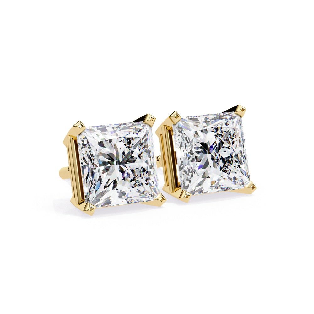 Princess Cut Solitaire Stud Earrings in Basket Setting