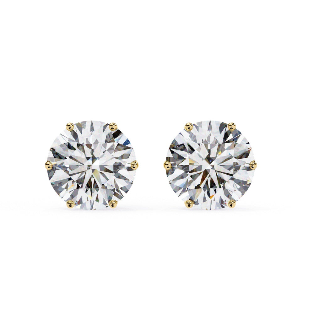 Solitaire Stud Earrings in Six Prong Setting