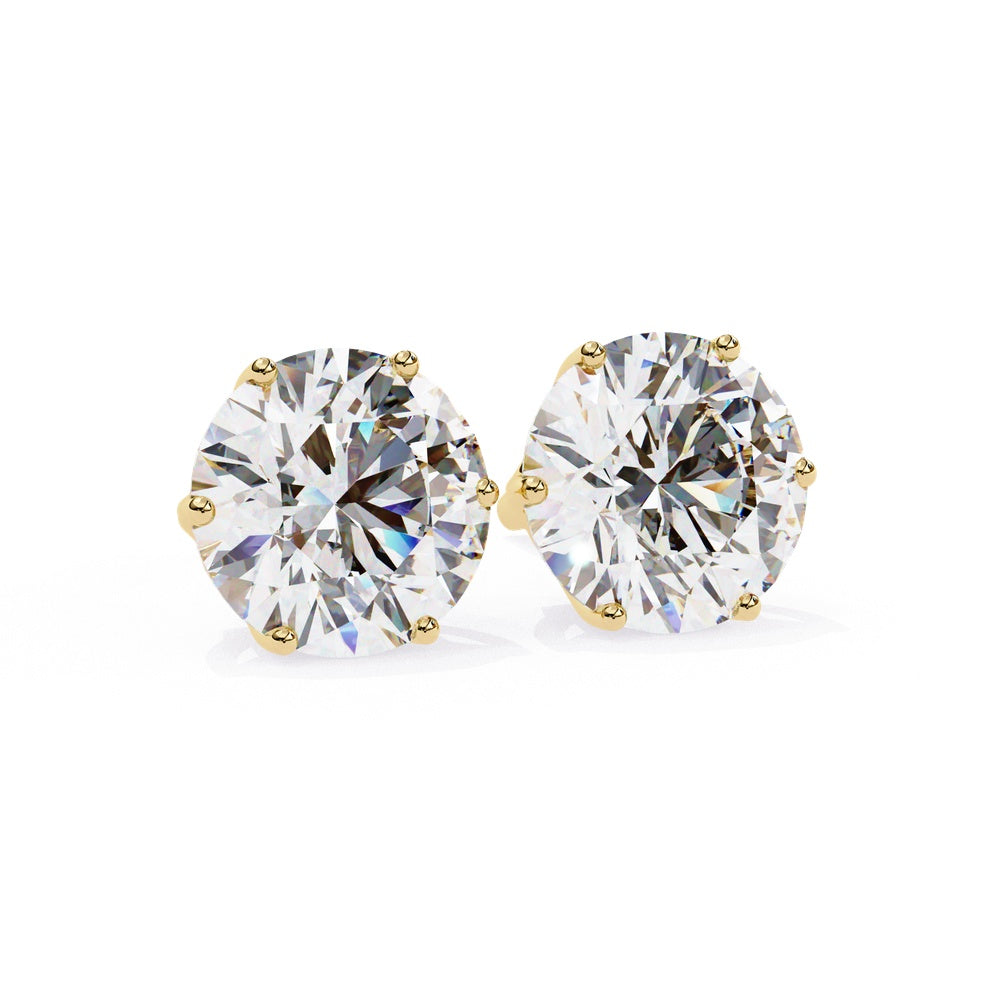 Solitaire Stud Earrings in Six Prong Setting