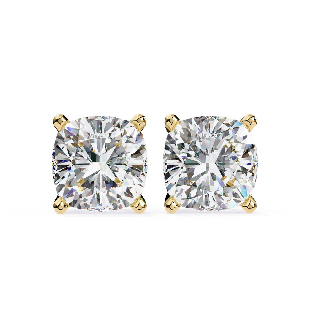 Cushion Square Solitaire Stud Earrings in Basket Setting
