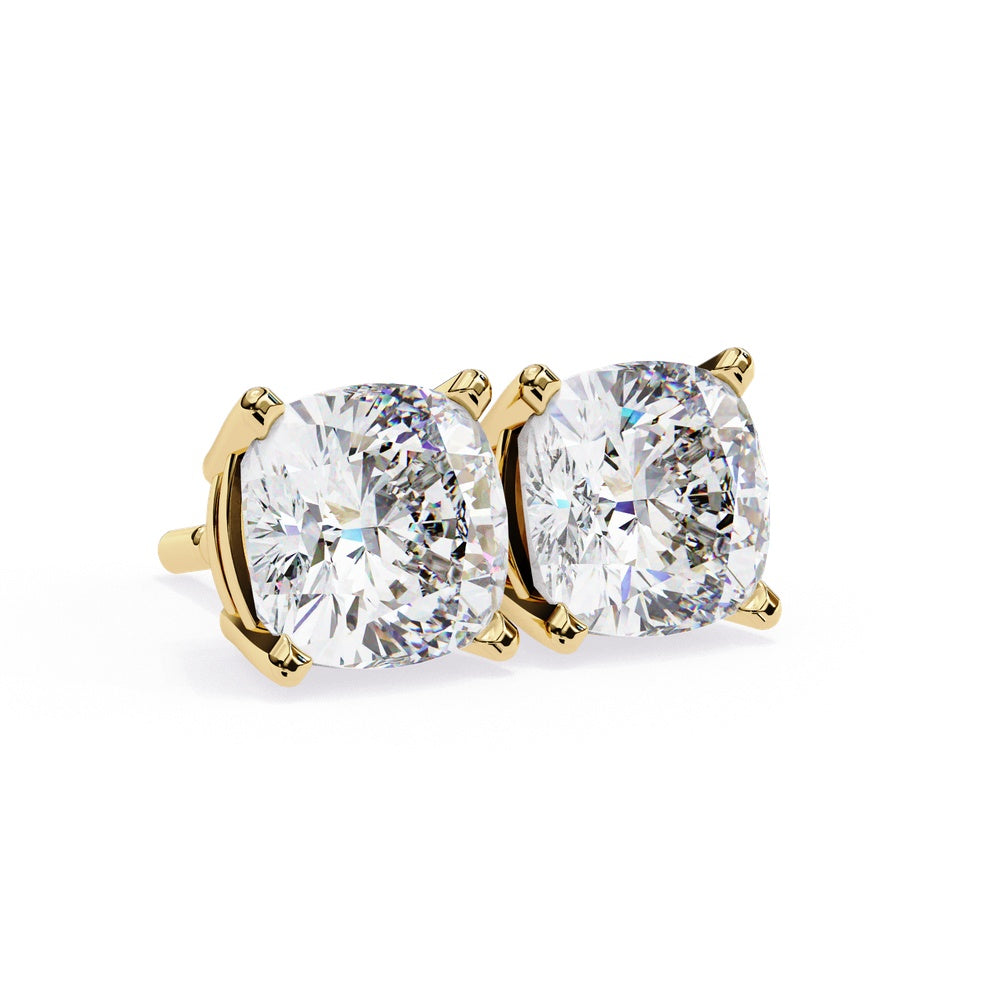 Cushion Square Solitaire Stud Earrings in Basket Setting