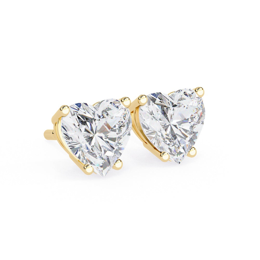 Heart Shape Solitaire Stud Earrings in Basket Setting
