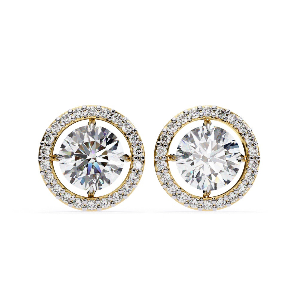 Round and Halo Solitaire Stud Earrings
