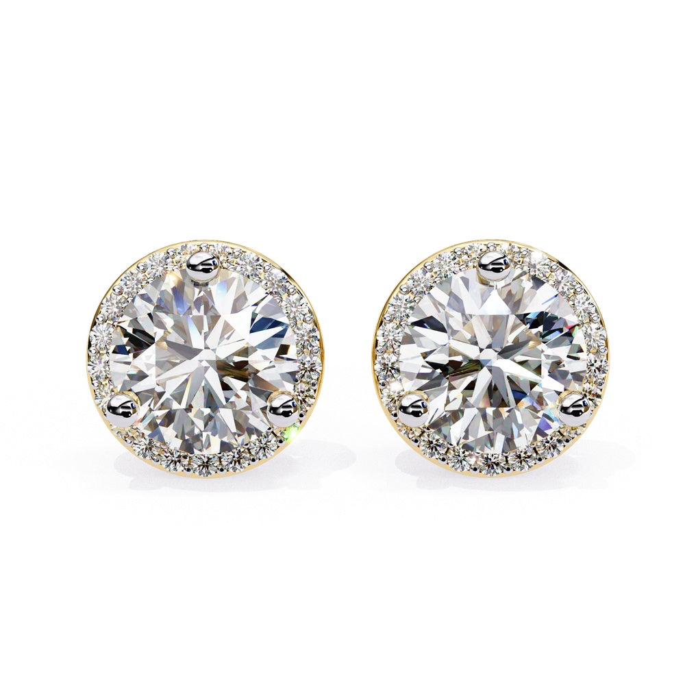 Solitaire Stud Earrings with Halo