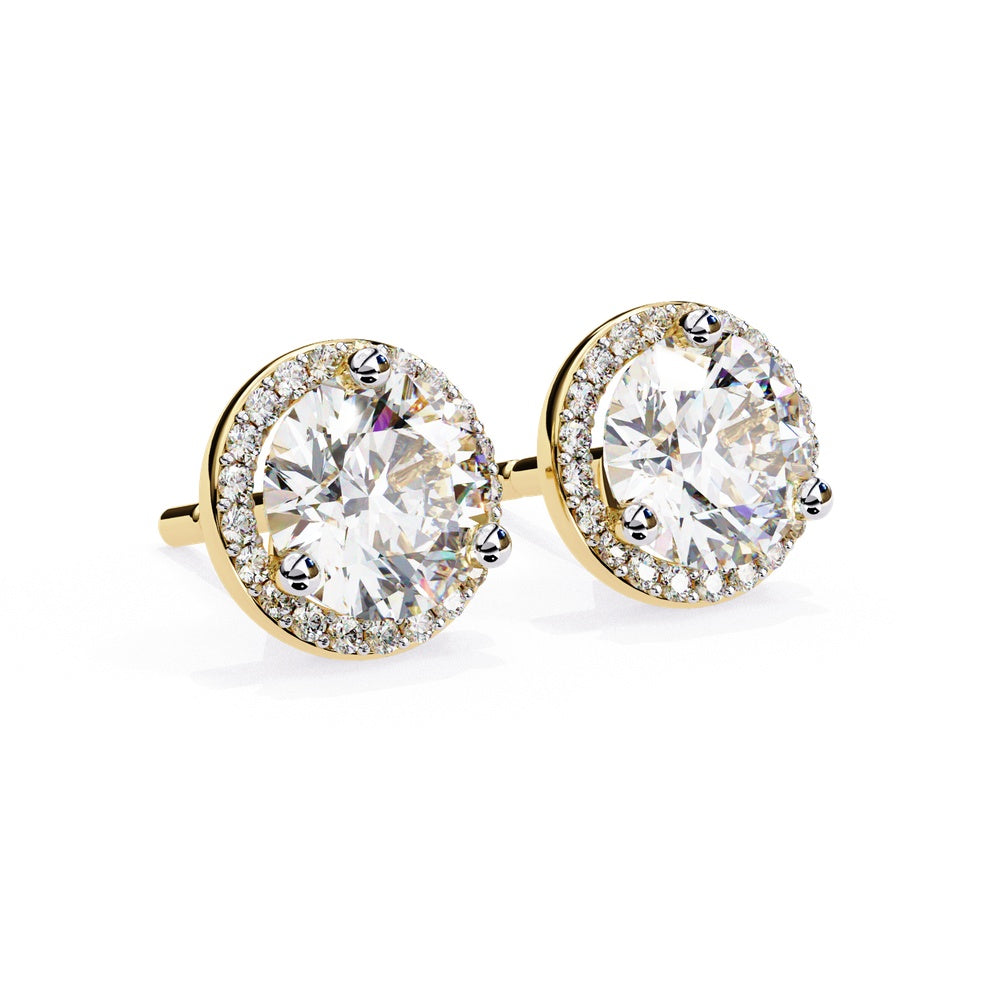 Solitaire Stud Earrings with Halo