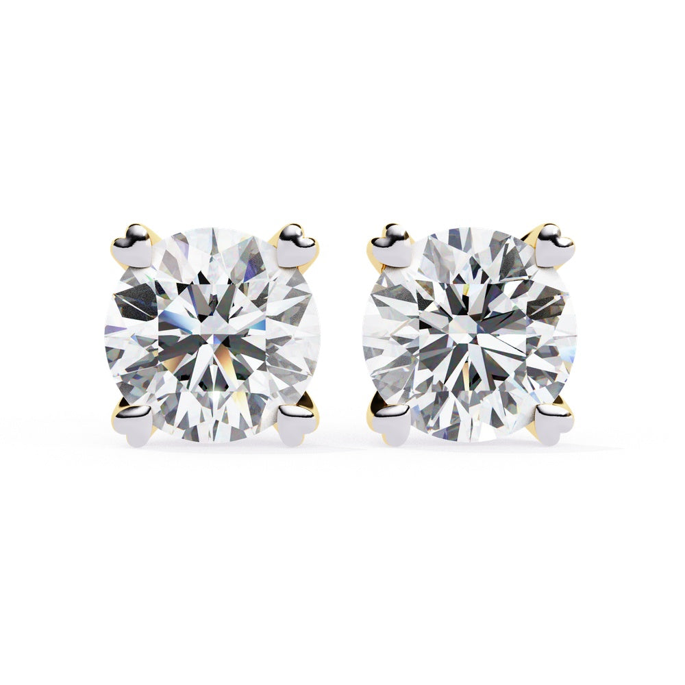 Heart Prongs Solitaire Stud Earrings