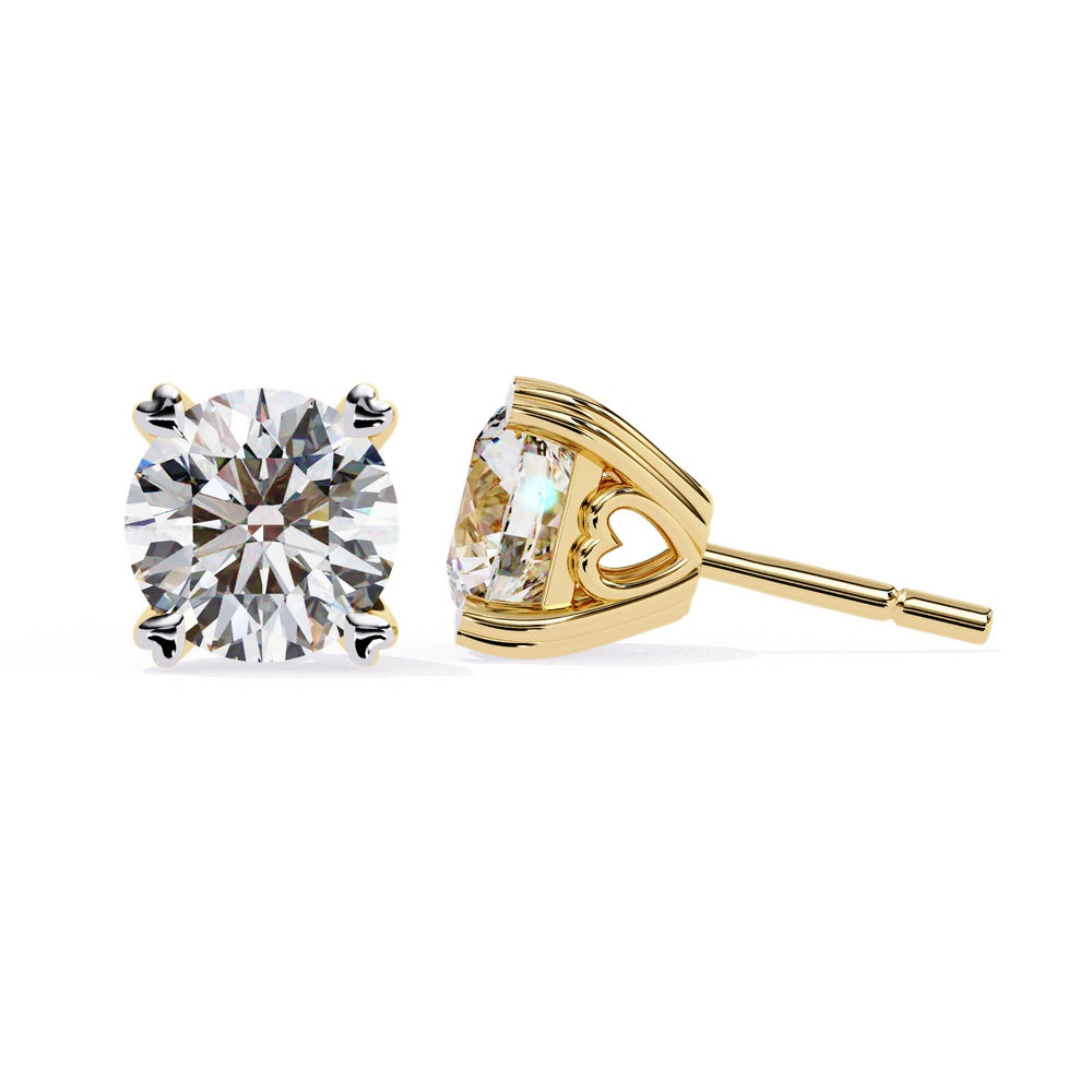 Heart Prongs Solitaire Stud Earrings
