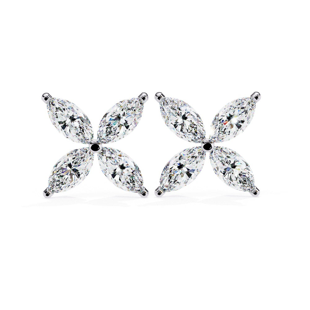 Marquise flower Solitaire Stud Earrings