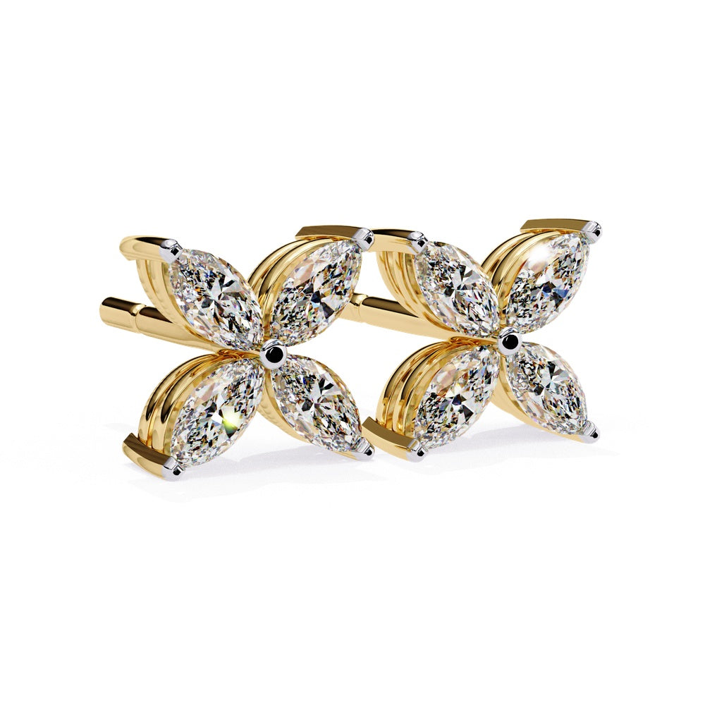 Marquise flower Solitaire Stud Earrings