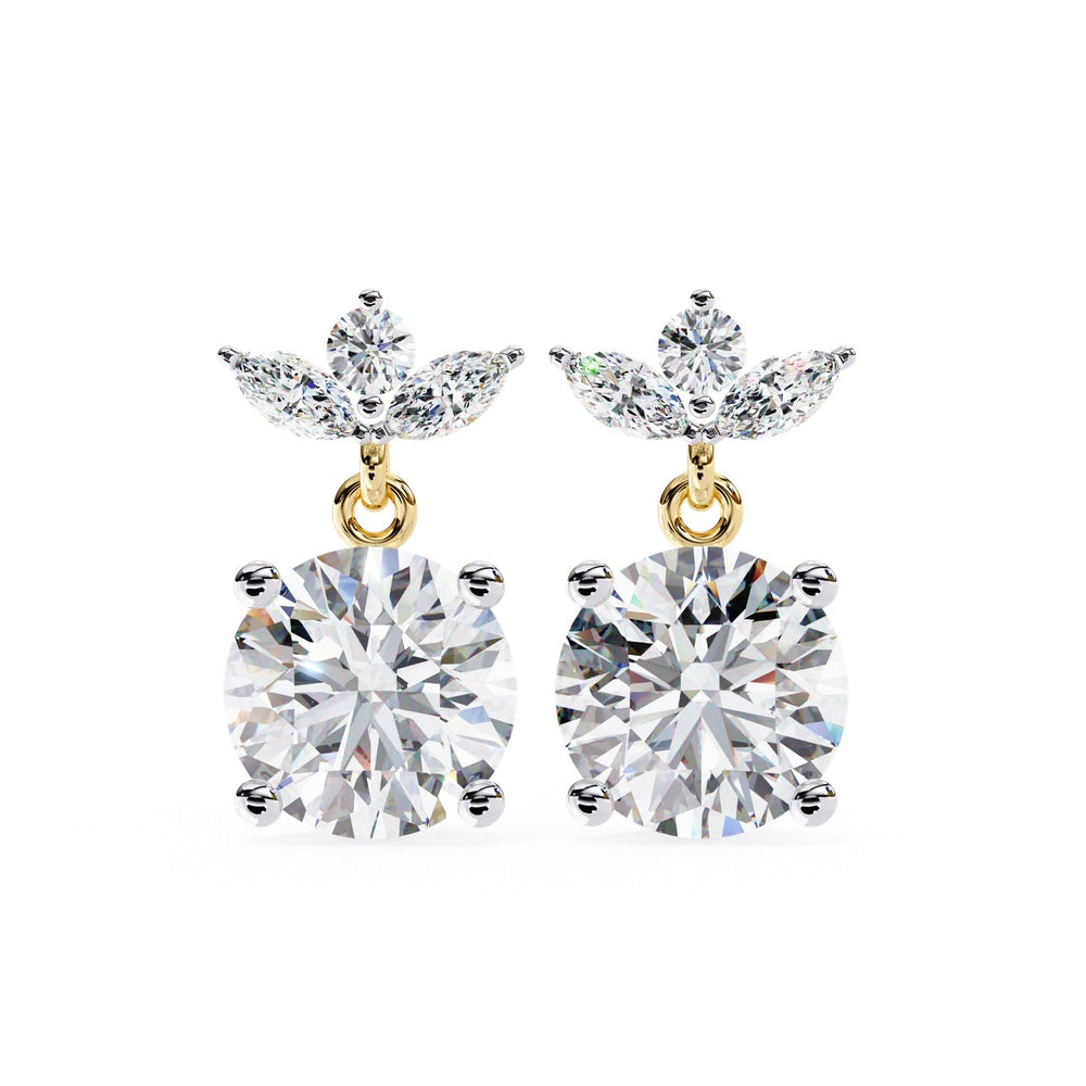 Floral Solitaire Drop Earrings