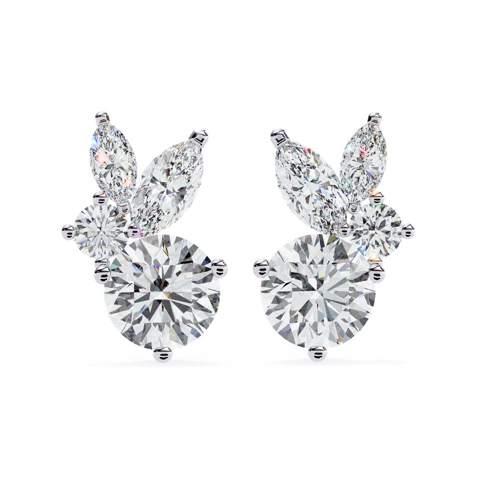 The Cuffs Round & Marquise Solitaire Stud Earrings
