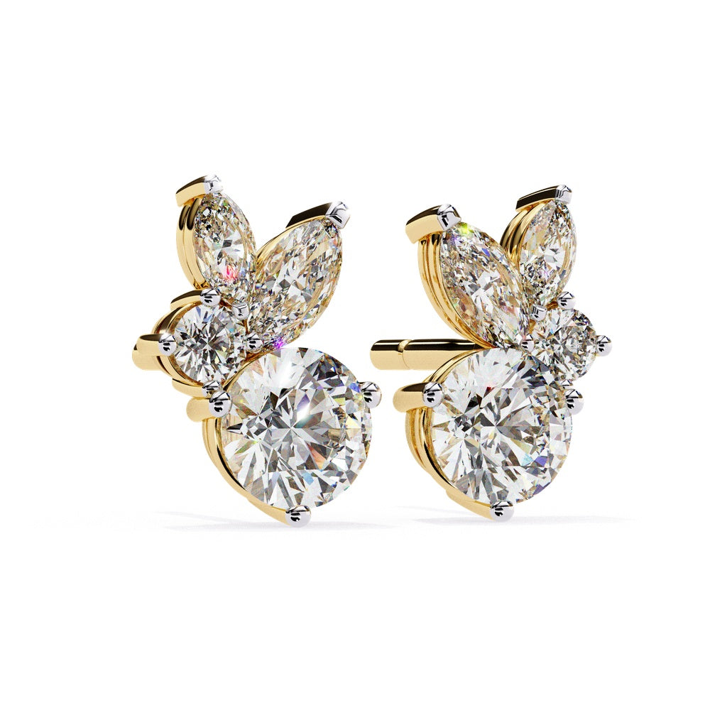 The Cuffs Round & Marquise Solitaire Stud Earrings