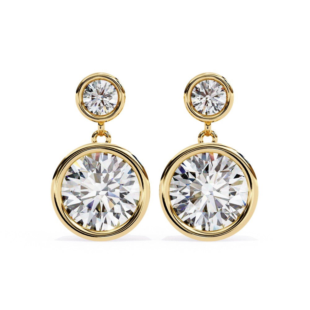 Two Stone Solitaire Drop Earrings in Basel Setting