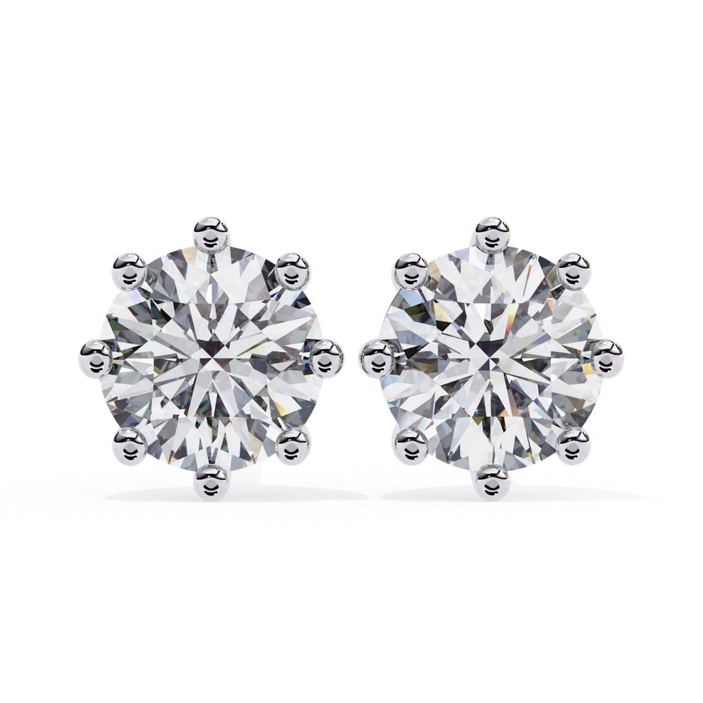 Vintage Eight Prong Solitaire Stud Earrings