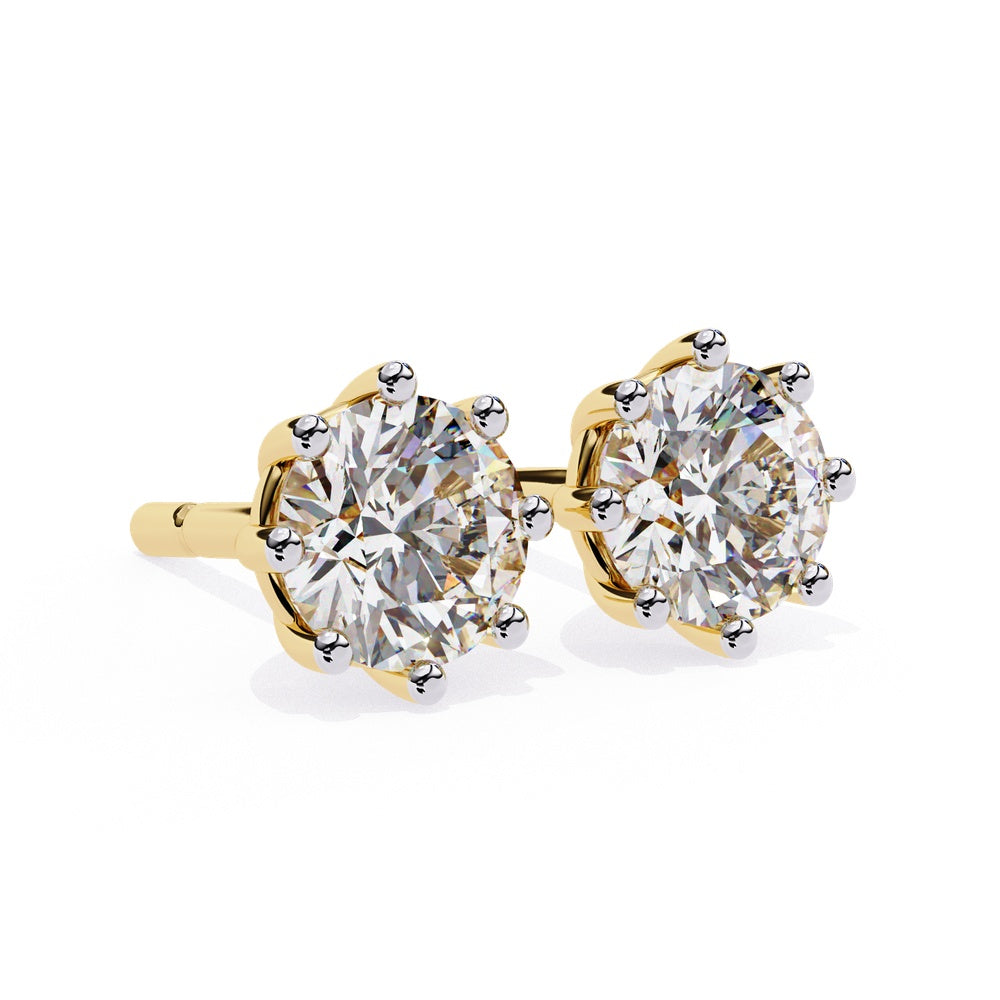 Vintage Eight Prong Solitaire Stud Earrings