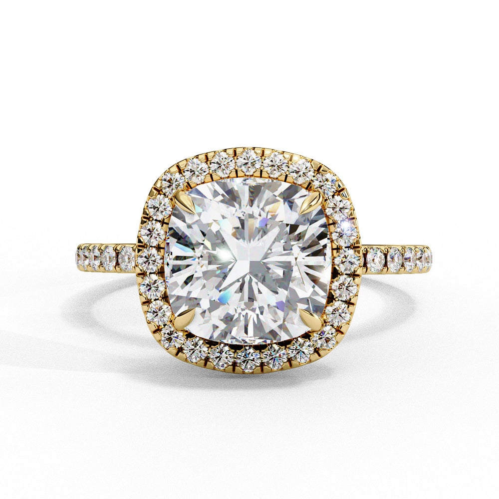 Studded Cushion Square Solitaire Ring with Halo