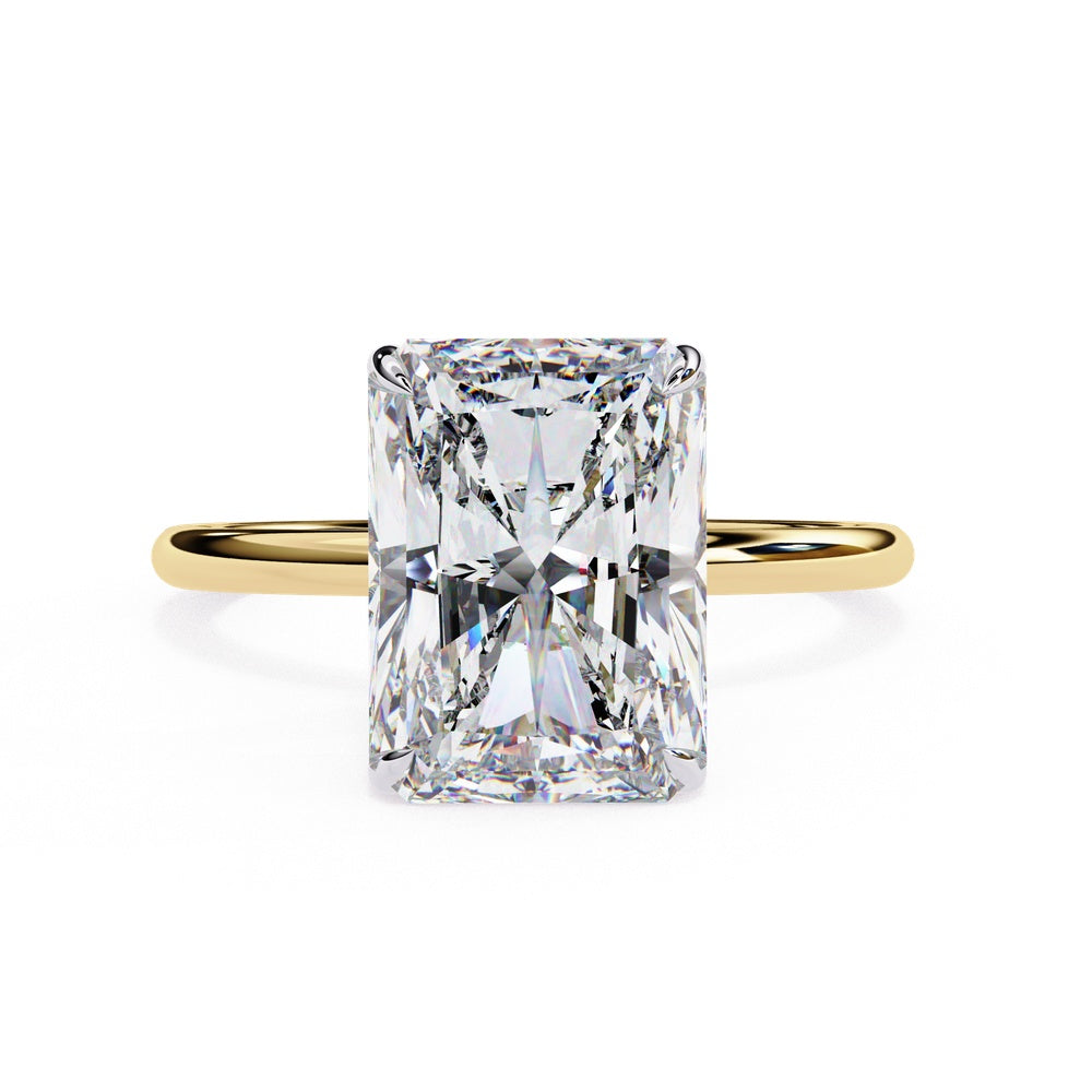Radiant Cut Solitaire Ring with Hidden Halo