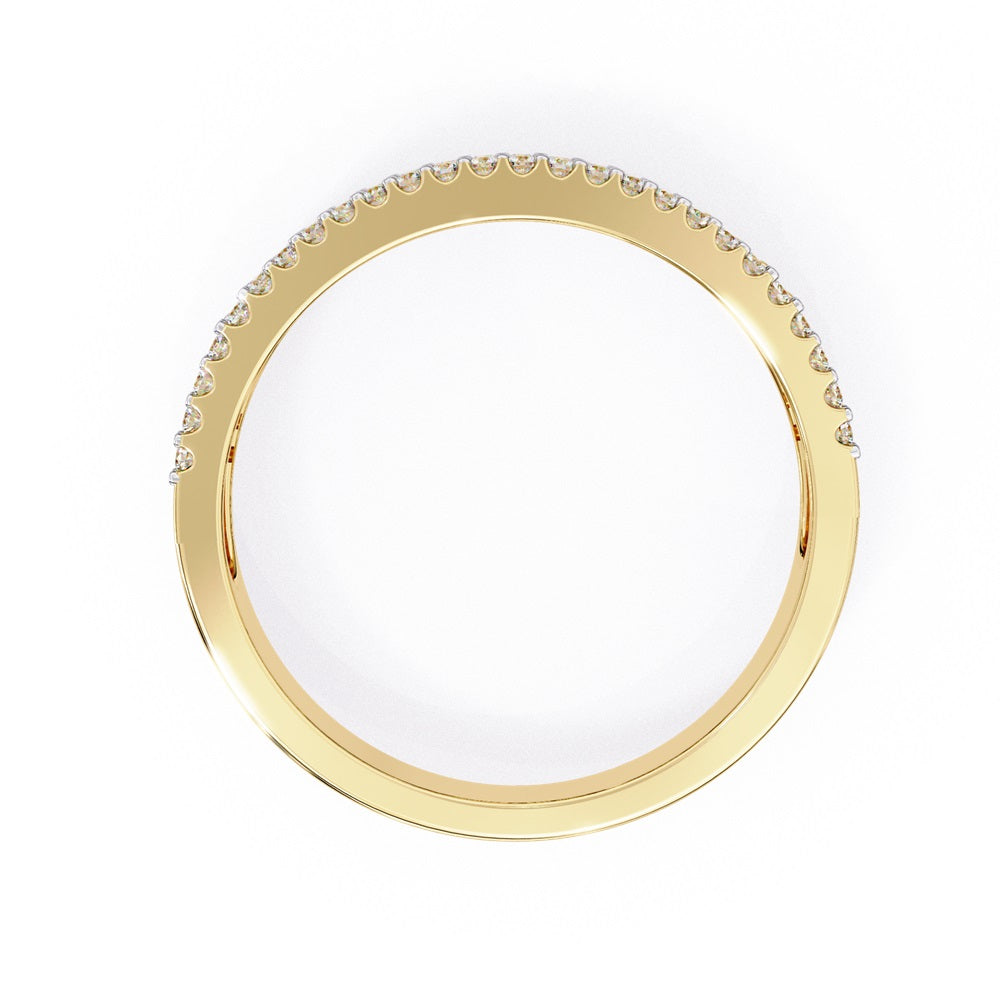 The Nexus Diamond Band by Niraa is a luxury accessory featuring three rows of dazzling diamonds: vertical baguette-cut diamonds in the center row flanked by shimmering round-cut diamonds, all polished to perfection.