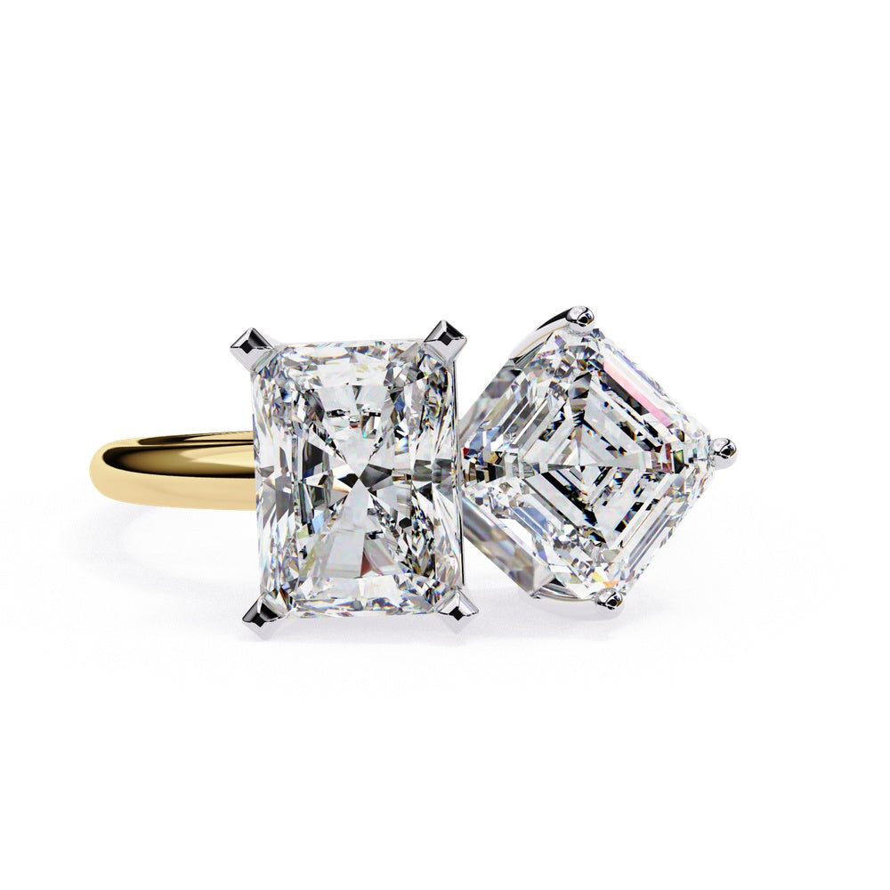 Toi Et Moi Radiant & Emerald Solitaire Ring