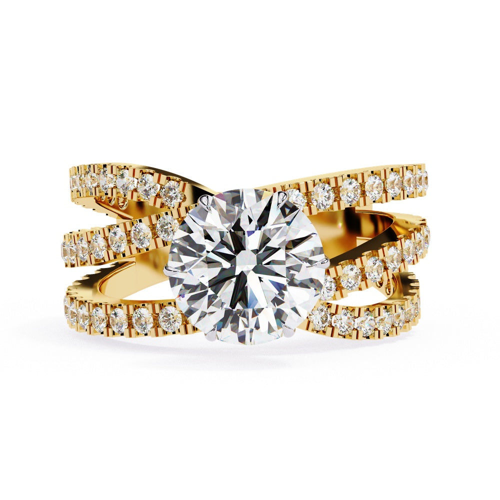 Swirl Trois Band Solitaire Ring