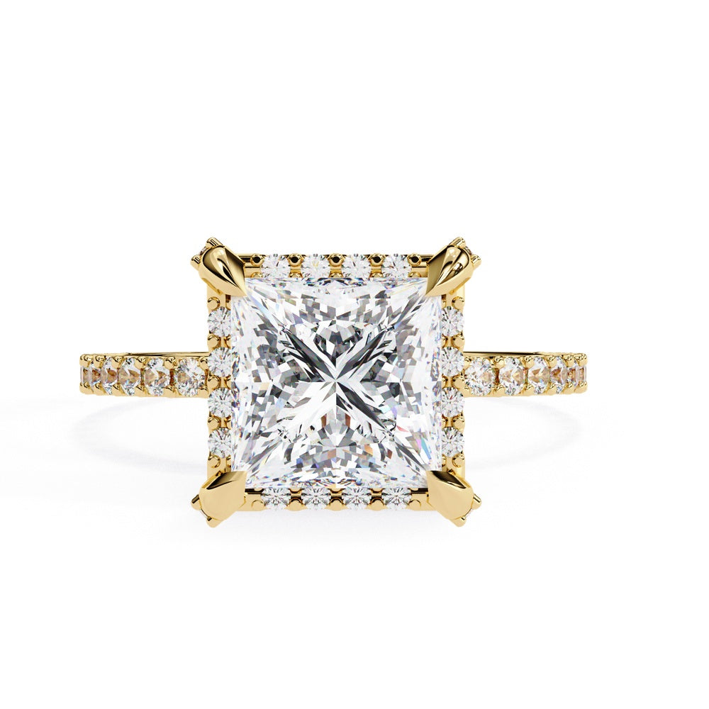 Decorated Princess Cut Solitaire Ring