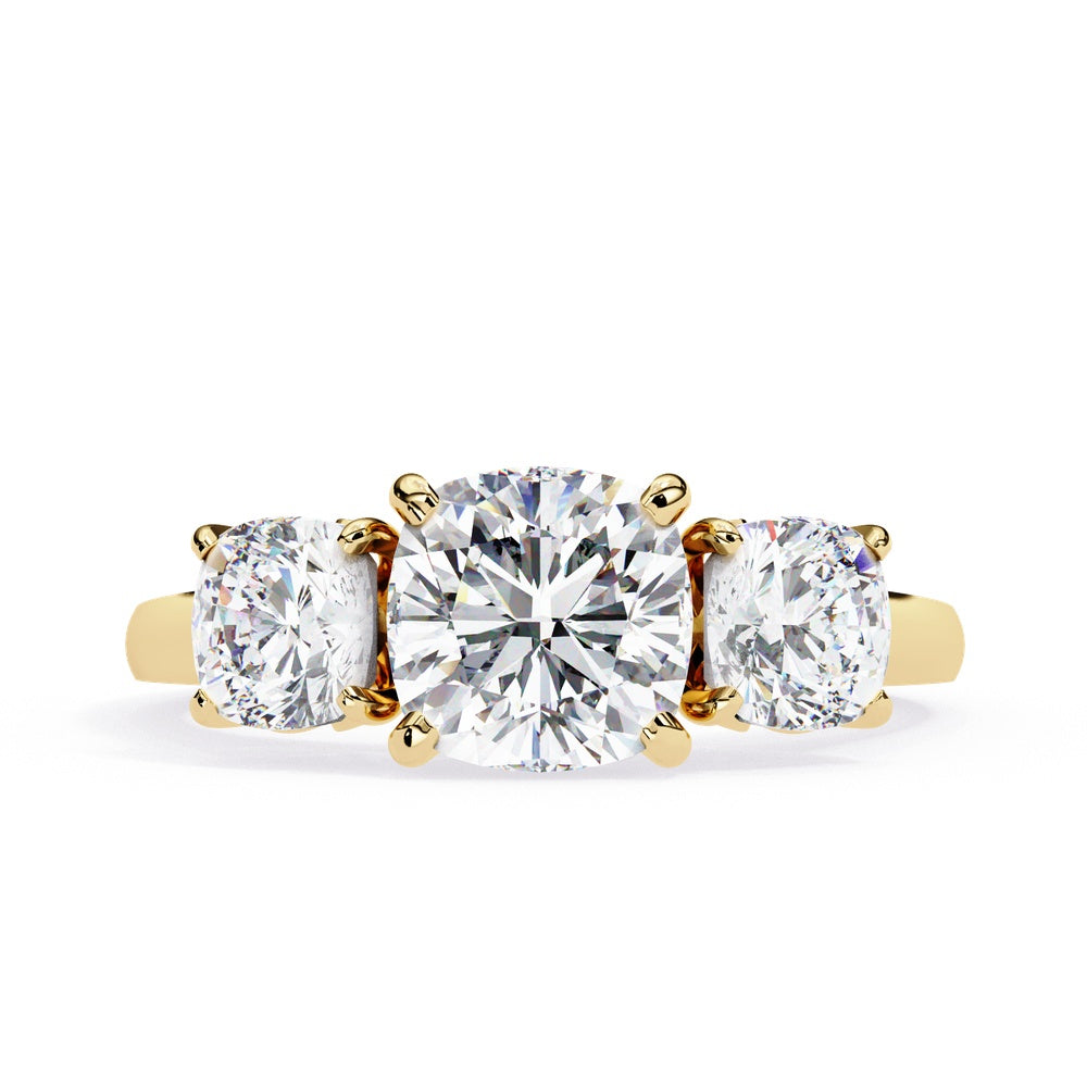 Triad Cushion Square Solitaire Ring