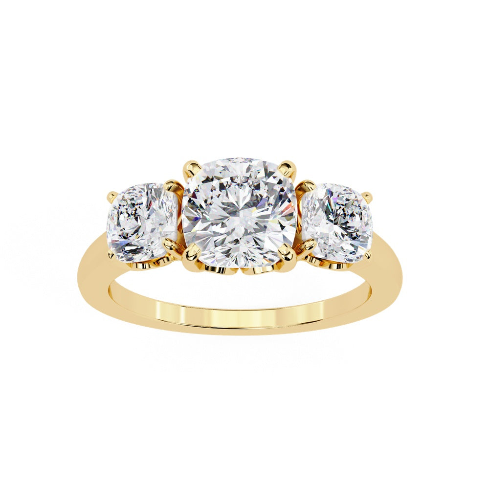 Triad Cushion Square Solitaire Ring