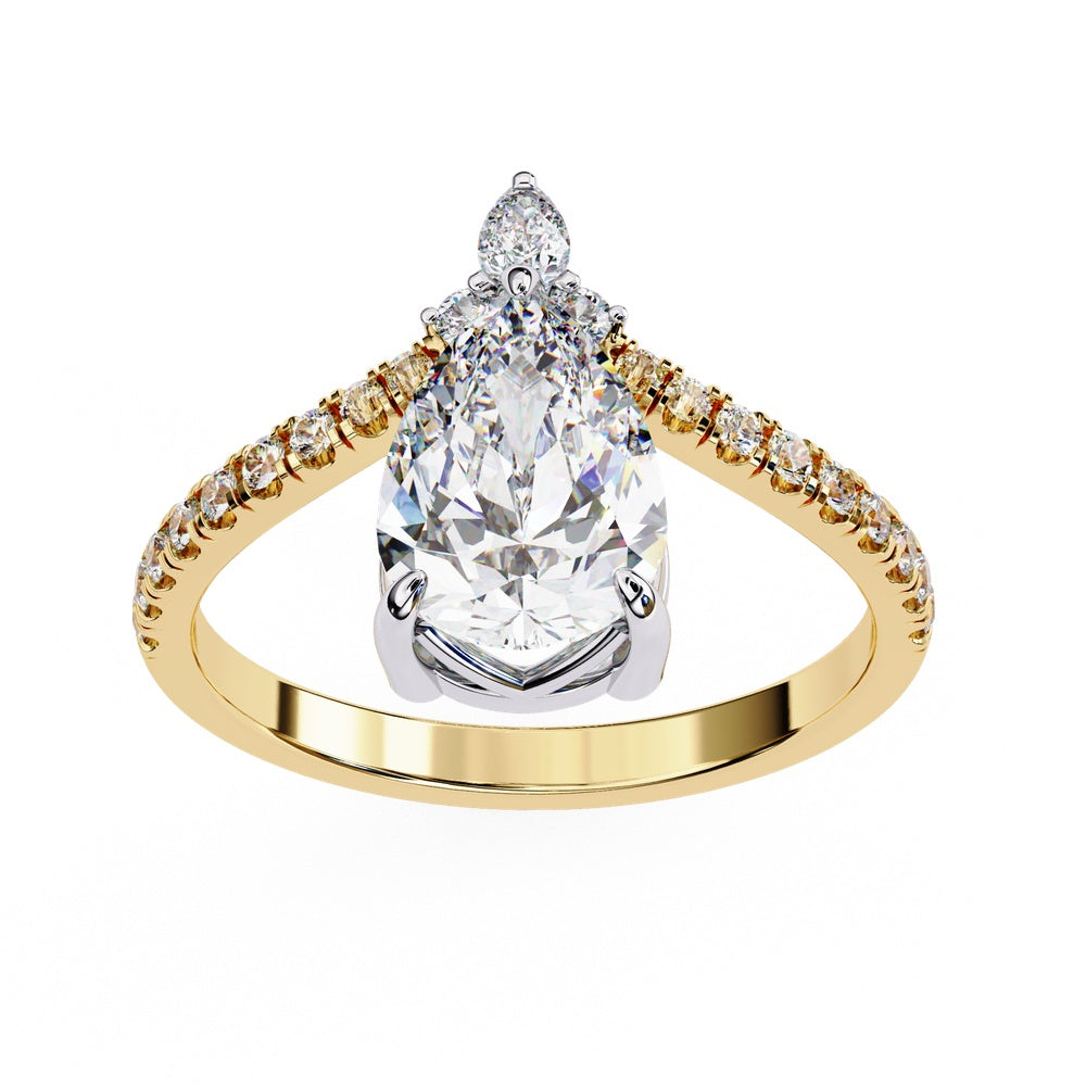 Chevron Pear Solitaire Band