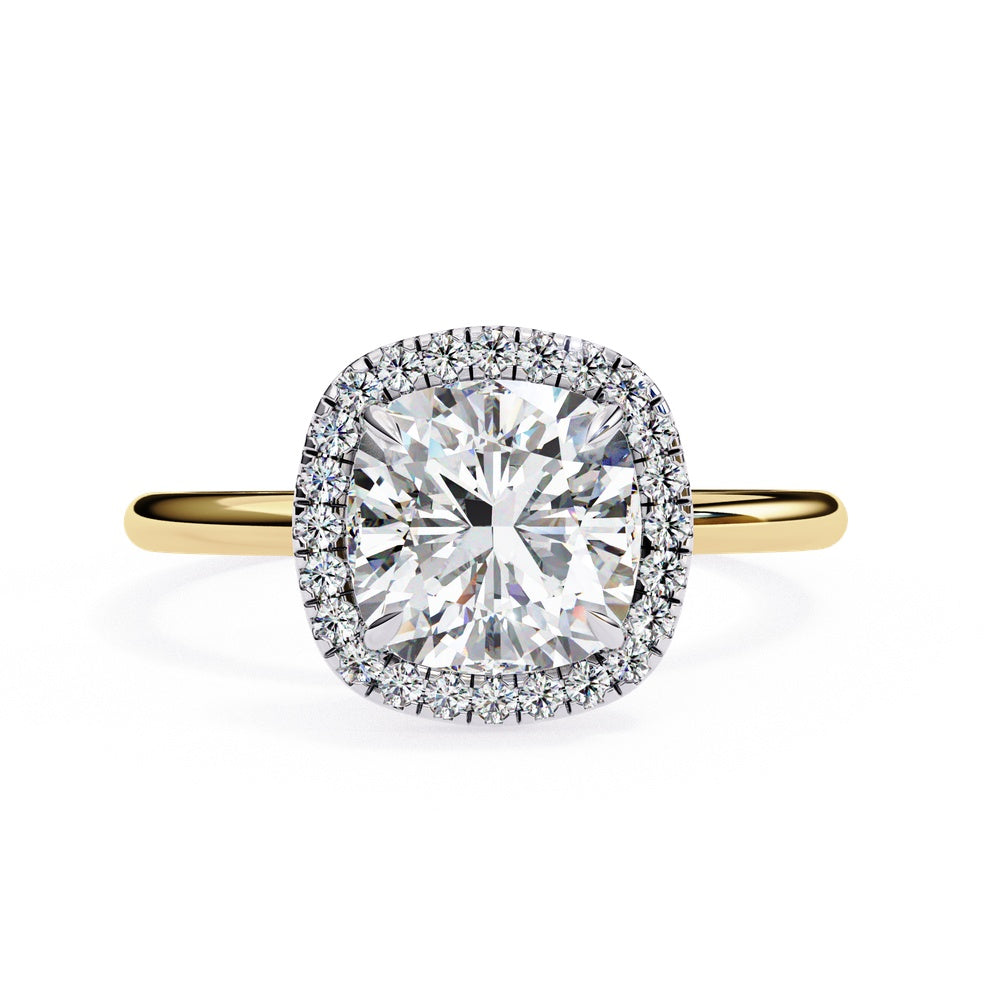 Classic Cushion Square Solitaire Ring with Halo