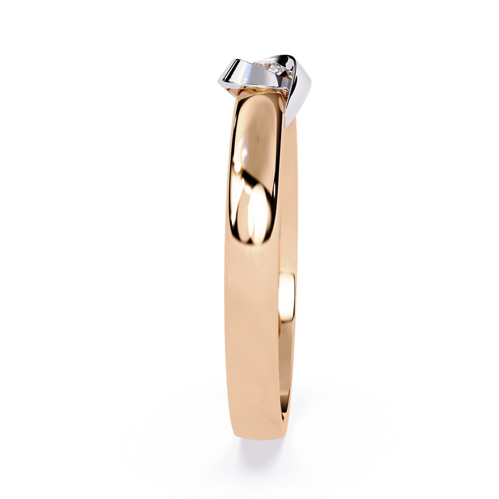 Two stunning rose gold wedding bands, each set with diamonds, embodying the love shared by a couple.
