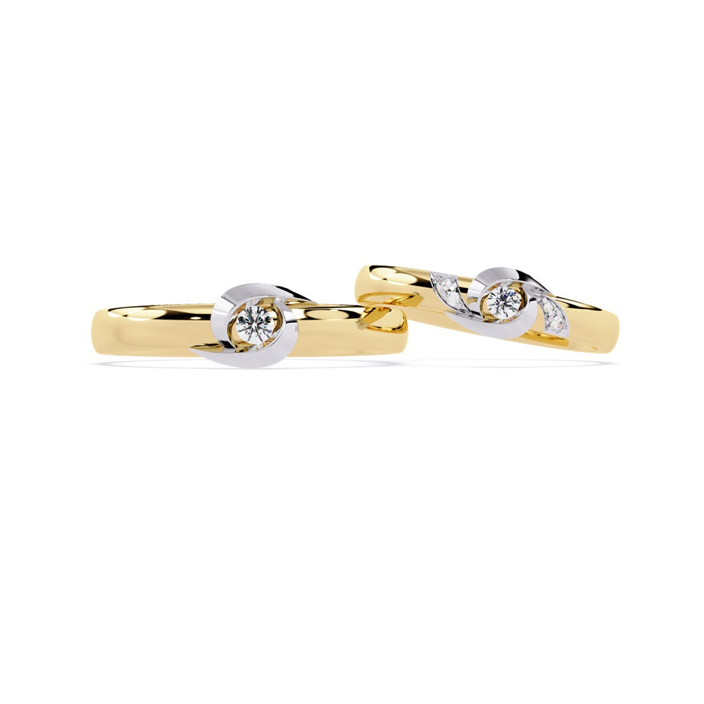 Two stunning rose gold wedding bands, each set with diamonds, embodying the love shared by a couple.