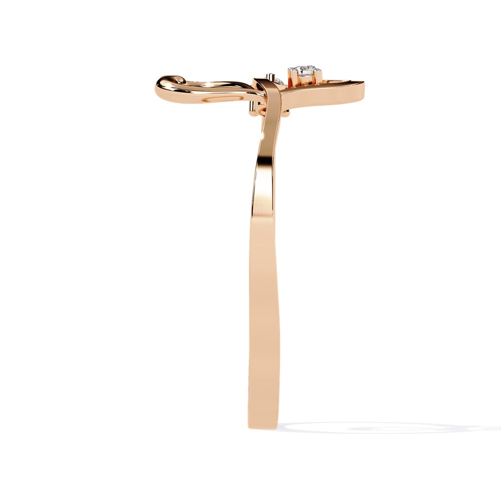 Elegant gold and diamond ring adorned with two heart shapes, representing affection and unity in a timeless piece of jewelry.