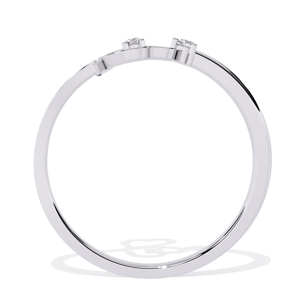 Elegant gold and diamond ring adorned with two heart shapes, representing affection and unity in a timeless piece of jewelry.