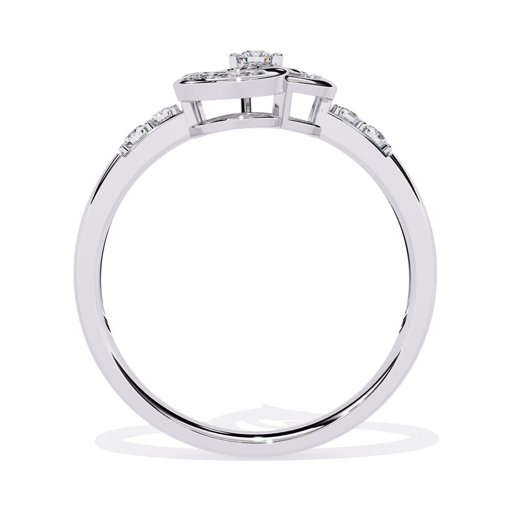 A beautiful gold diamond ring shaped like a heart, showcasing intertwined hearts that embody romance and sophistication.