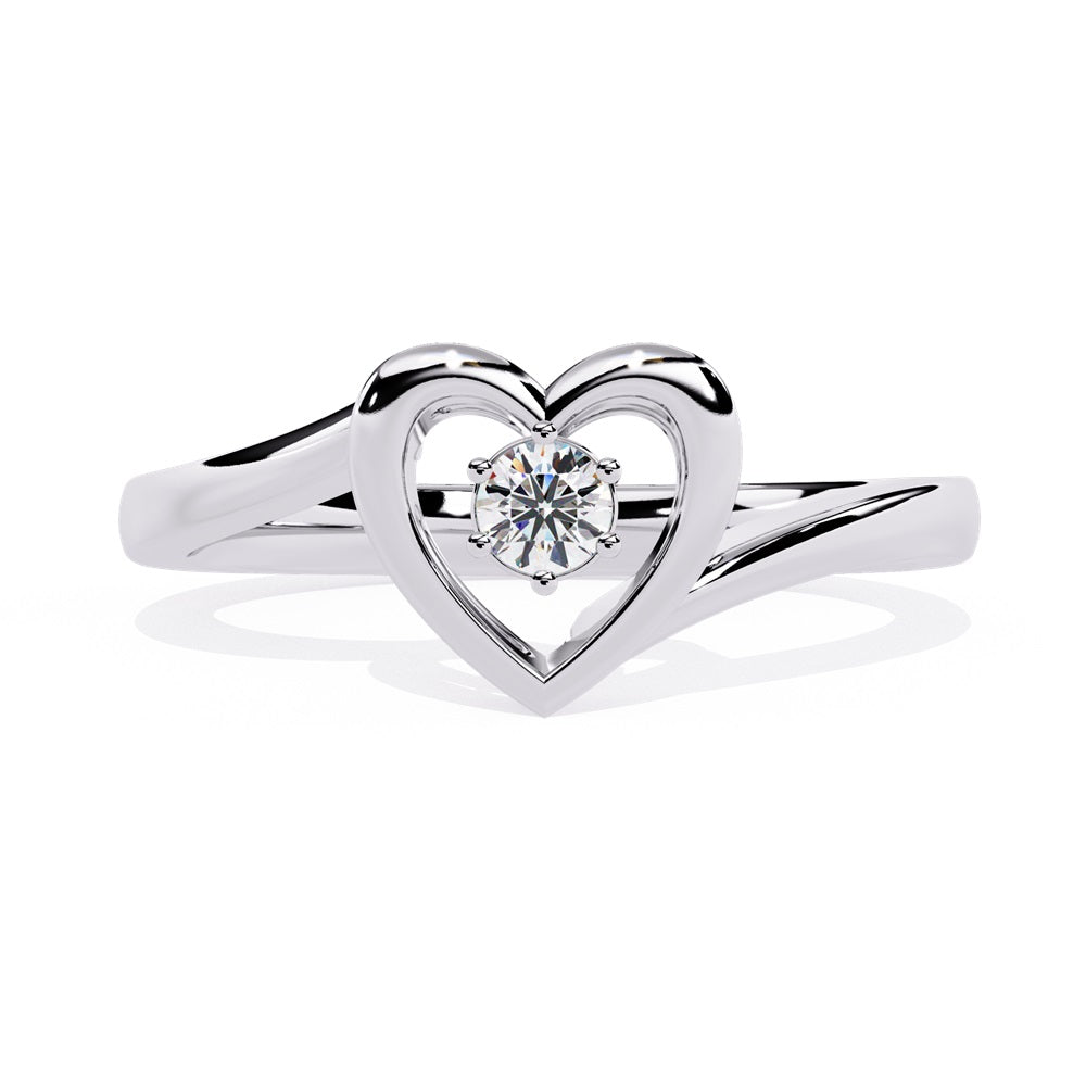 A gold diamond heart ring, elegantly designed, showcasing a sparkling diamond at its center, symbolizing love and affection.